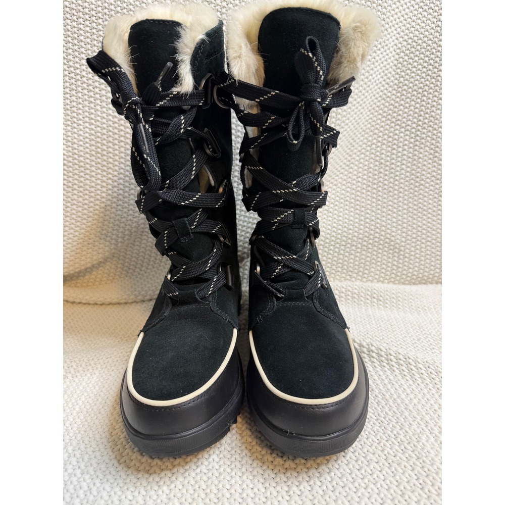 Sorel Joan of Arctic Black Waterproof Suede Faux Fur Winter Snow Boots